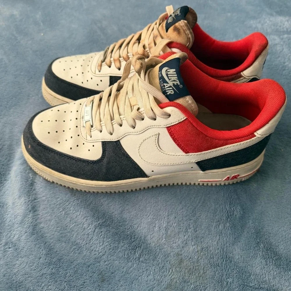 Nike Air Force 1 '07 LX 'USA Denim' Red White Blue Shoes Men's Size 8.5